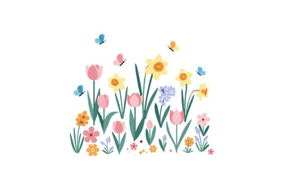Download Colorful Flower Garden Scene with Butter - Colorful flower Collection