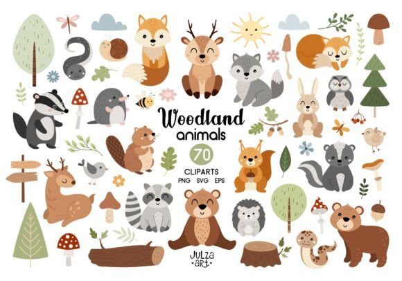 Download Woodland Animals Clipart, Forest SVG PNG - Woodland animals Collection