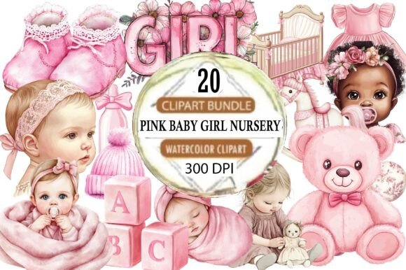 Download Pink Baby Girl Nursery Clipart - Premium Resources