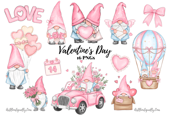Download Valentine Gnome Clipart Bundle - Valentine gnome Collection