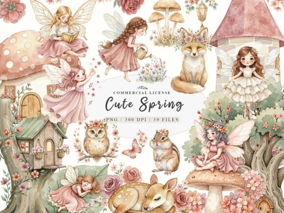 Download Cute Spring Fairy &amp; Woodland Animals Png - Woodland animals Collection