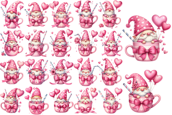 Download 22 Pink Valentine Gnome Clipart Bundle - Valentine gnome Collection