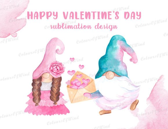 Download Cute Valentine Gnomes Sublimation Design - Valentine gnome Collection