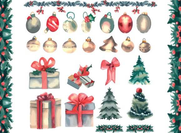 Download Merry Christmas Watercolor Elements - Christmas watercolor elements Collection