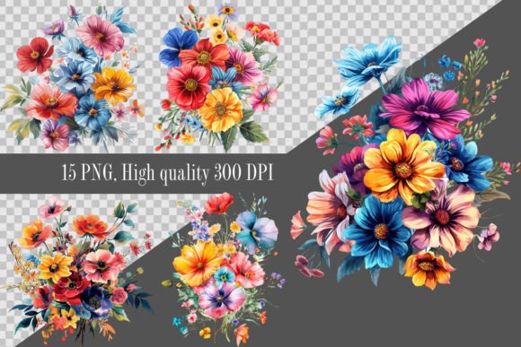 Download Colorful Flower Bouquet Clipart - Colorful flower Collection